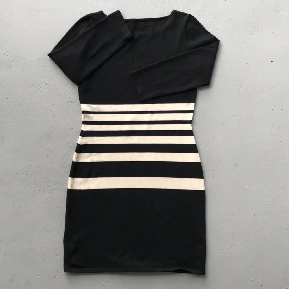 LAUREN RALPH LAUREN Sleek Silhouette Variegated Stripe Cotton Knit Sweater Dress - Picture 2 of 7